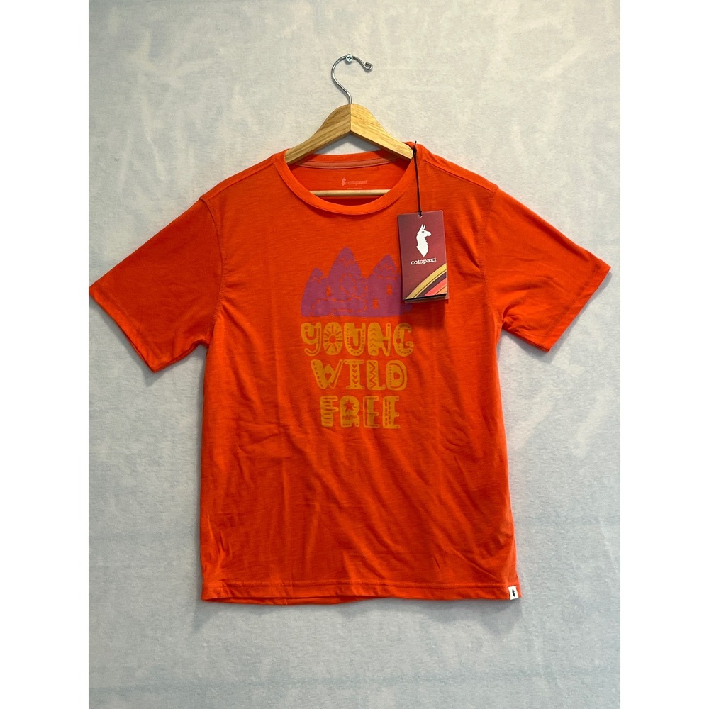 Cotopaxi Kids' Be Free Organic T-Shirt XL‎ Orange Young Wild Free NWT unisex